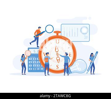 Konzept für Datenanalyse und Digitalisierung, digitale Transformation oder Unterbrechung, Finanzstatistik, Big Data oder Leistungsmessung, Flat Vector Mod Stock Vektor