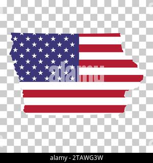 Iowa-Kartenform, vereinigte Staaten von amerika. Symbolvektordarstellung für flache Konzepte. Stock Vektor