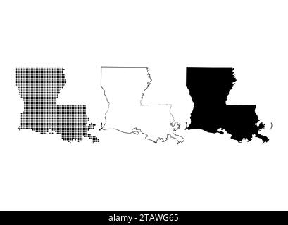 Karte von Louisiana, vereinigte Staaten von amerika. Vektordarstellung für Symbole mit flachem Konzept. Stock Vektor