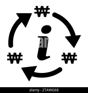 Won Money Change Icon, Handel Bargeld Information Web Symbol, konvertieren Zeichen Vektor Illustration. Stock Vektor