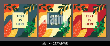 Gruß- und Einladungskarten-Set. Einzigartige und kreative, universelle künstlerische Vorlagen. Für Flyer, Poster, Einladung, Cover, Banner, Plakette Stock Vektor