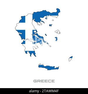 Vektorillustration der Flagge Griechenlands mit schwarzen Konturen auf weißem Hintergrund Stock Vektor