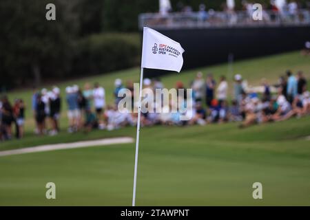 Dezember 2023; der Australian Golf Club und der Lakes Golf Club, Sydney, New South Wales, Australien; ISPS HANDA Australian Open Final Round; die 18. Loch-Pin Stockfoto