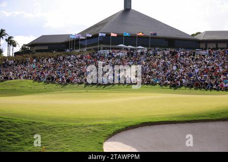 Dezember 2023; der Australian Golf Club und der Lakes Golf Club, Sydney, New South Wales, Australien; ISPS HANDA Australian Open Final Round; die 18. Loch Galerie Stockfoto