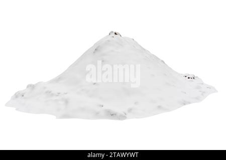 Schneehaufen mit Licht an einem bewölkten Tag isoliert auf weißem Hintergrund, Vorlage für Designer Stockfoto