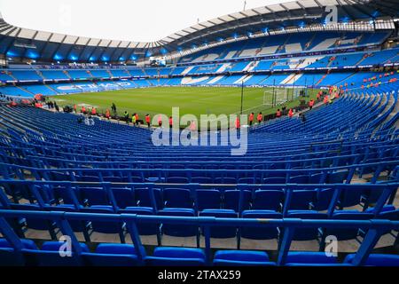 Manchester, Großbritannien. Dezember 2023. Innenansicht des Etihad vor dem Premier League-Spiel Manchester City gegen Tottenham Hotspur im Etihad Stadium, Manchester, Großbritannien, 3. Dezember 2023 (Foto: Conor Molloy/News Images) Credit: News Images LTD/Alamy Live News Stockfoto