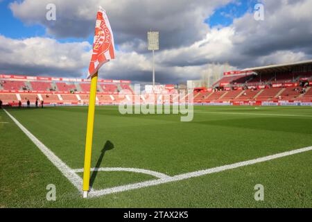 Girona, Spanien. Dezember 2023. Die Estadi Montilivi ist bereit für das LaLiga-Spiel zwischen Girona und Valencia in Girona. (Foto: Gonzales Photo/Alamy Live News Stockfoto