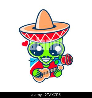 Cinco de Mayo Vektor Set Sombreros, Pinatas, eine Gitarre, Kaktusblumen und Dekoration Stock Vektor