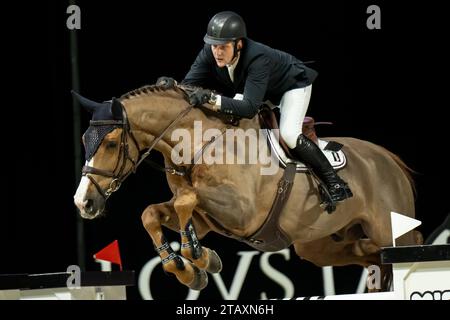 Stockholm, Stockholm, Schweden. Dezember 2023. Während des International Horse Show International Jumping Competition von 1,55 m in der Friends Arena am 3. Dezember in Stockholm (Foto: © Johan Dali/ZUMA Press Wire) NUR REDAKTIONELLE VERWENDUNG! Nicht für kommerzielle ZWECKE! Stockfoto