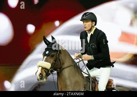 Stockholm, Stockholm, Schweden. Dezember 2023. Während des International Horse Show International Jumping Competition von 1,55 m in der Friends Arena am 3. Dezember in Stockholm (Foto: © Johan Dali/ZUMA Press Wire) NUR REDAKTIONELLE VERWENDUNG! Nicht für kommerzielle ZWECKE! Stockfoto