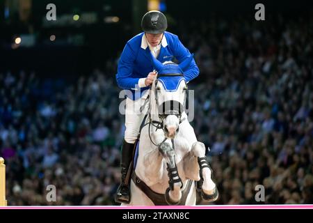 Stockholm, Stockholm, Schweden. Dezember 2023. Während des International Horse Show International Jumping Competition von 1,55 m in der Friends Arena am 3. Dezember in Stockholm (Foto: © Johan Dali/ZUMA Press Wire) NUR REDAKTIONELLE VERWENDUNG! Nicht für kommerzielle ZWECKE! Stockfoto