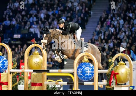 Stockholm, Stockholm, Schweden. Dezember 2023. Während des International Horse Show International Jumping Competition von 1,55 m in der Friends Arena am 3. Dezember in Stockholm (Foto: © Johan Dali/ZUMA Press Wire) NUR REDAKTIONELLE VERWENDUNG! Nicht für kommerzielle ZWECKE! Stockfoto