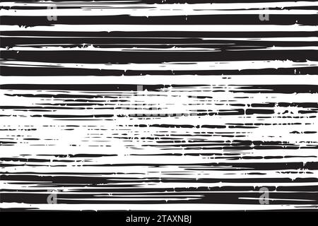 Dunkle schwarz-weiße Textur mit Linien, kratzender grunge Vintage Hintergrund Stock Vektor