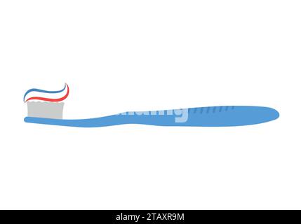 Zahnbürste Wish Zahnpasta in flacher Form isoliert auf weißem Hintergrund. Vektorabbildung Stock Vektor
