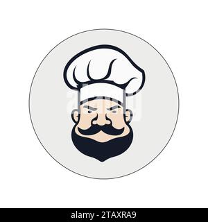 Koch in einem Kochhut Vektor Umriss Logo. Küche einfaches schwarzes Symbol. Stock Vektor