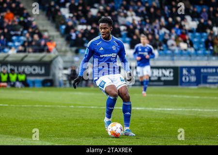 Lyngby, Dänemark. Dezember 2023. Tochi Chukwuani (42) von Lyngby BK während des 3F Superliga-Spiels zwischen Lyngby BK und Silkeborg IF im Lyngby Stadium in Lyngby. (Foto: Gonzales Photo/Alamy Live News Stockfoto