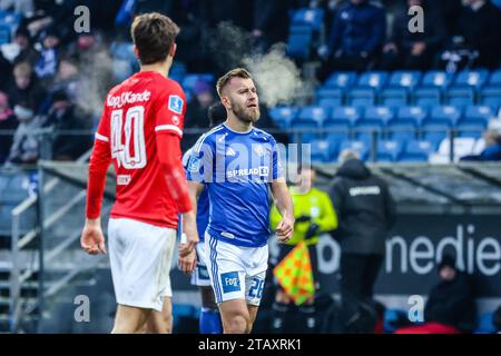 Lyngby, Dänemark. Dezember 2023. Frederik Gytkjaer (26) von Lyngby BK wurde während des 3F Superliga-Spiels zwischen Lyngby BK und Silkeborg IF im Lyngby Stadium in Lyngby gesehen. (Foto: Gonzales Photo/Alamy Live News Stockfoto