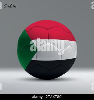 3D realistischer Fußball imit Flagge des Sudan auf Studiohintergrund, Fußball Banner Vorlage Stock Vektor