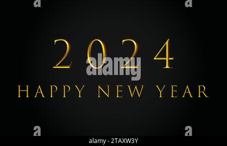 Moderner Luxus Happy New Year 2024 Neujahr wünscht für Jahr 2024 Schriftzug für frohes neues Jahr und frohe Weihnachten Stock Vektor