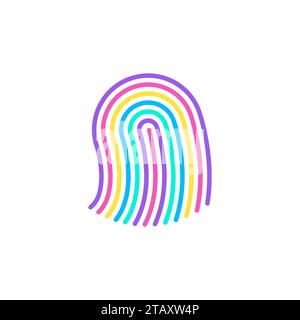 Farbenfrohes Symbol mit stilisiertem Fingerdruck. Sicheres Konzept für Fingerabdruckverriegelung. Vektorsymbol-Illustration des Sicherheitslogos für einen eindeutigen Fingerabdruck. Stock Vektor