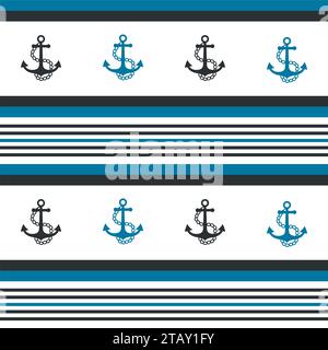 Hintergrund mit Hipster-Muster und Anker Stock Vektor