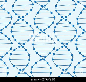 Nahtloses DNA-Muster. Blauer DNA-Hintergrund. Vektorabbildung Stock Vektor