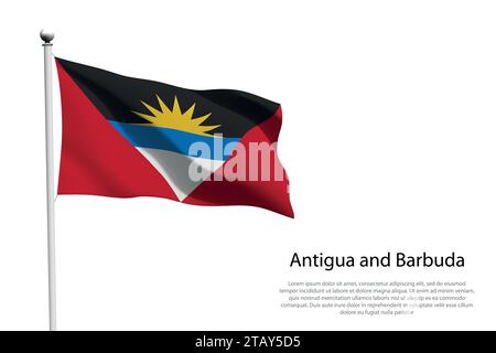 Nationalflagge Antigua und Barbuda isoliert winkend auf weißem Hintergrund Stock Vektor