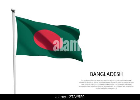 Nationalflagge Bangladesch isoliert winkend auf weißem Hintergrund Stock Vektor