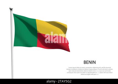 Nationalflagge Benin isoliert winkend auf weißem Hintergrund Stock Vektor