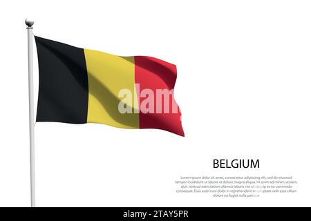 Nationalflagge Belgien isoliert winkend auf weißem Hintergrund Stock Vektor