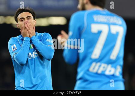 Neapel, Italien. Dezember 2023. Eljif Elmas von SSC Napoli Dejection während des Fußballspiels der Serie A zwischen SSC Napoli und FC Internazionale im Diego Armando Maradona Stadion in Neapel (Italien) am 3. Dezember 2023. Quelle: Insidefoto di andrea staccioli/Alamy Live News Stockfoto