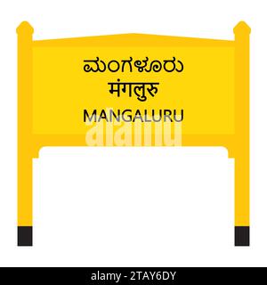 Mangaluru Junction Railways Namensschild isoliert auf weiß Stock Vektor