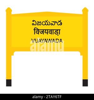 Vijayawada Junction Railways Namensschild isoliert auf weiß Stock Vektor