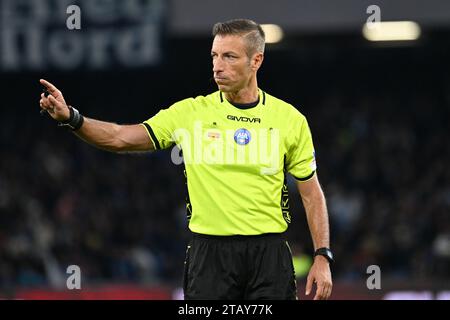 Neapel, Italien. Dezember 2023. Davide Massa, Schiedsrichter bei der Serie A zwischen SSC Napoli und FC Internazionale im Diego Armando Maradona Stadium Credit: Independent Photo Agency/Alamy Live News Stockfoto