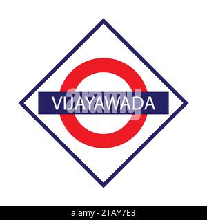 Vijayawada Junction Railways Namensschild isoliert auf weiß Stock Vektor