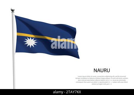 Nationalflagge Nauru isoliert winkend auf weißem Hintergrund Stock Vektor