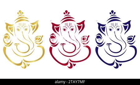 Satz von Hindu Gott Vinayaha Ganapathy Vektor Illustration Stock Vektor