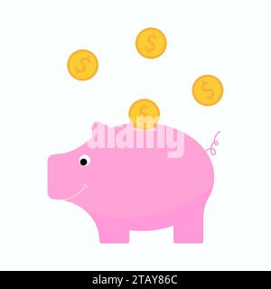 Schweinebank mit Münzen Vektor Illustration Stock Vektor