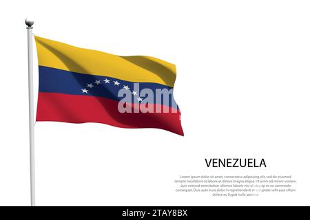 Nationalflagge Venezuela isoliert winkend auf weißem Hintergrund Stock Vektor