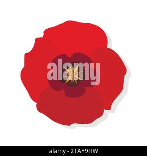 Flaches Symbol für Mohnblumen. Rote Mohnblumen auf weißem Hintergrund. Vektorabbildung Stock Vektor