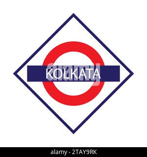 Kolkata Junction Railways Namensschild isoliert auf weiß Stock Vektor