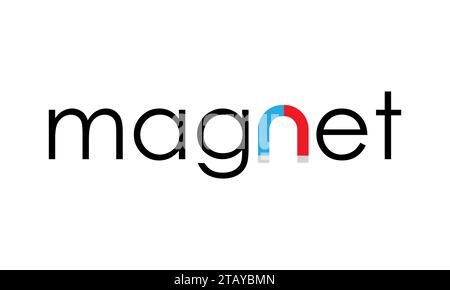 Magnetkalligraphie mit Stabmagnet-Vektorillustration Stock Vektor