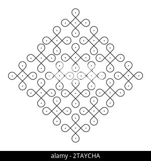 Rangoli oder Muggu oder Kolam ist eine Kunstform aus dem indischen Subkontinent. Muster werden auf dem Boden oder auf dem Boden mit Materialien wie erstellt Stock Vektor