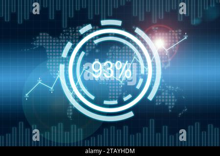 Schnittstelle für Statistik und Investitionsanalyse auf virtuellem Bildschirm. Finanz- und Handelsmarketing-Konzept. 3D-Rendering Stockfoto