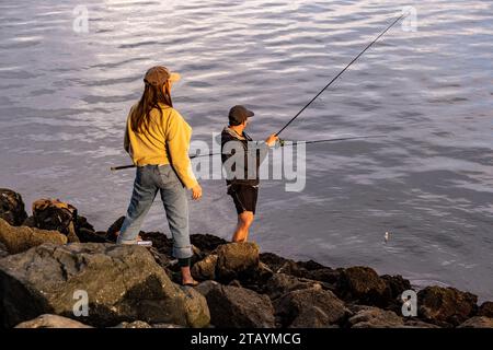 Fishing Mission Bay Stockfoto