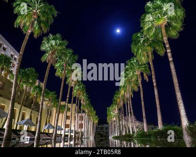 Übernachtung im Kempinski Hotel Ishtar, einem 5-Sterne-Luxusresort am Toten Meer, inspiriert von den hängenden Gärten von Babylon, Jordanien. Stockfoto