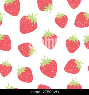 Nahtloses Erdbeermuster. Frucht-Vektor-Illustration. Es kann für Tapeten, Verpackungen, Karten, Muster für Kleidung und andere verwendet werden. Stock Vektor