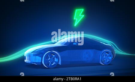 Elektrofahrzeugkonzept mit aerodynamischen Lichtwegen Stockfoto