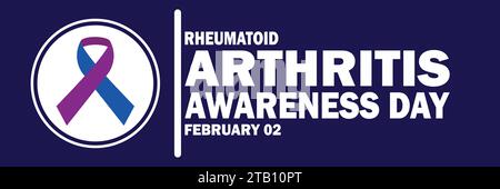 Rheumatoid Arthritis Awareness Day. Februar 02. Urlaubskonzept. Vorlage für Hintergrund, Banner, Karte, Poster mit Textbeschriftung. Vektor Stock Vektor