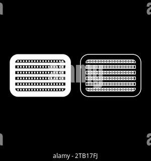 Autokühler Fahrzeugservice Autoteile Detailkonzept Set Symbol weiß Farbe Vektor Illustration Bild einfache Vollfüllung Kontur Linie dünn flach Stock Vektor